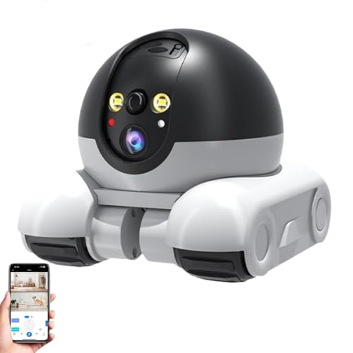 LUCKKY BlinkyBot Camera - 360° View Blinkybot Robot, 360°-WLAN-Überwachungskamera für Innen, 1080P Dual-Objektiv-Smart-Roboterkamera, Kabellose Mobile Haustier Kamera mit Zwei-Wege-Audio, Nachtsicht von LUCKKY