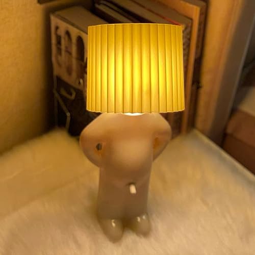 LUCKKY Eine kreative Lampe des kleinen schüchternen Mannes, LED Nachttischlampe, Kreative Tischlampe Mit Schirm, Nachttisch Lichtdekoration Schreibtischleuchten (Gelb) von LUCKKY