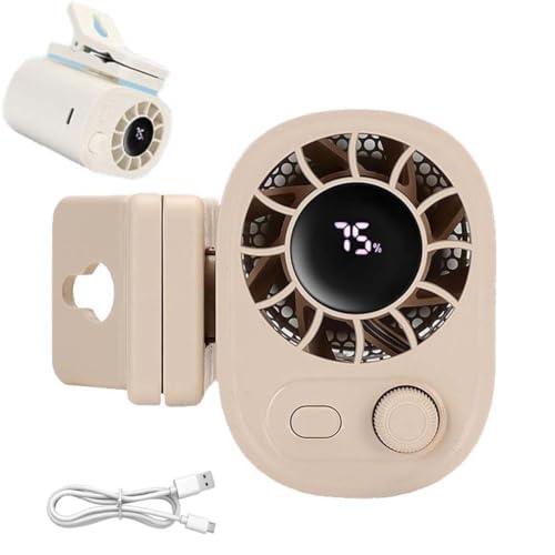 Familiarn Portable Airflow,Joytutu Auto-Clip-Ventilator mit LED-Anzeige – 360° drehbar,Leistungsstarker, über USB wiederaufladbarer Lüfter,100 Geschwindigkeiten,Tragbare Clip-On-Ventilatoren (Beige) von LUCKKY