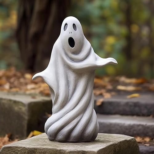 LUCKKY Niedliche Halloween-Geisterornamente, Cute Halloween Ghost Ornament, Ghost Figurine, Harz Geist Statue, Halloween Geist Figur Garten Geister Statue Tischdekoration (A) von LUCKKY