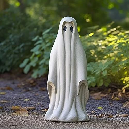 LUCKKY Niedliche Halloween-Geisterornamente, Cute Halloween Ghost Ornament, Ghost Figurine, Harz Geist Statue, Halloween Geist Figur Garten Geister Statue Tischdekoration (B) von LUCKKY