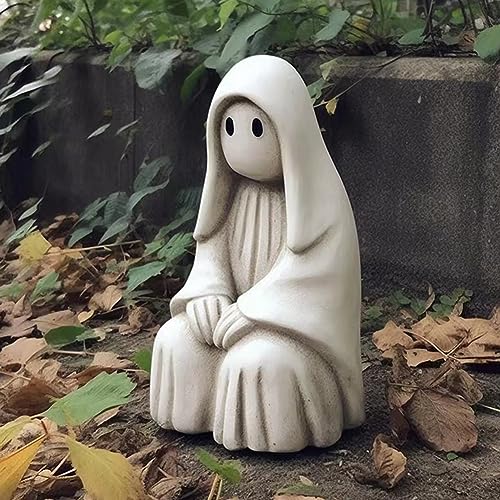 LUCKKY Niedliche Halloween-Geisterornamente, Cute Halloween Ghost Ornament, Ghost Figurine, Harz Geist Statue, Halloween Geist Figur Garten Geister Statue Tischdekoration (D) von LUCKKY