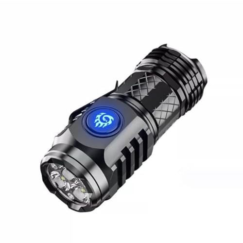 LUCKKY Three-eyed Monster Mini Flashlight, Mini LED Taschenlampe, Taschenlampe LED Aufladbar, Kinder Mini Flashlight Wasserdicht Taktische Handlampe mit 5 Modi für Camping, Wandern, Notfall (Schwarz) von LUCKKY