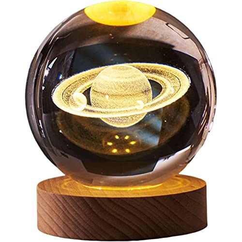 Leuchtendes Kristallkugel-Nachtlicht,3D Kristallkugel Nachtlicht Dekorlampe,USB 3D Planeten Kristallkugel Nachtlicht,leuchtende Kristallkugel-Ornament,USB Atmosphäre Lampe Nachtlicht,Mit sockel (D) von LUCKKY