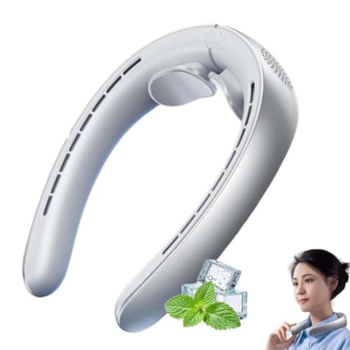 Libiyi Ribili Cooling Ace, Rtako Tragbarer Nackenventilator, 4000mah Akku Hals Ventilator Wiederaufladbarer, 3 Geschwindigkeiten Faltbarer USB Ventilator Leise Mini Ventilator für Reise Außen (Silber) von LUCKKY