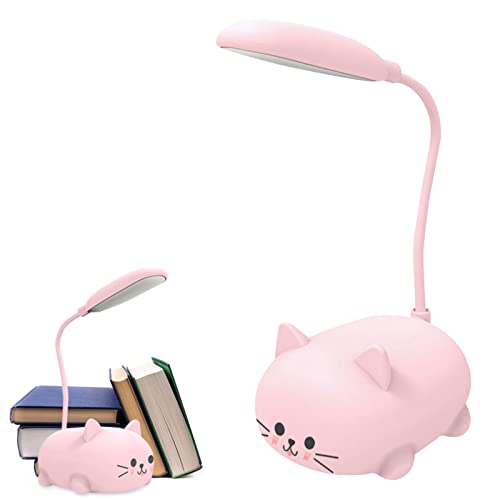 Mini Cat USB Lamp,Kid Schreibtischlampe,Mini Kat Tischleuchte,Wiederaufladbare LED Schreibtisch Lampe,Einstellbare Leselampe LED Tischlampen,Augenschutz LED Tischlampe,Cartoon-Tier-Tischlampe (pink) von LUCKKY