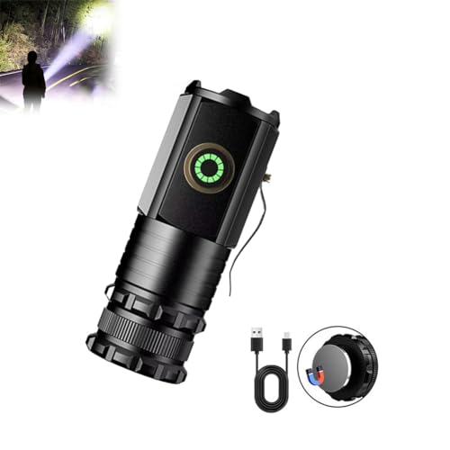 Mini Flash Super Power Flashlight, LED Taschenlampe Extrem Helle, Mini LED Taschenlampe, Taschenlampe LED Aufladbar, Wasserdichte EDC Taschenlampe mit Taschenclip für Camping Outdoor (Magnetisch) von LUCKKY