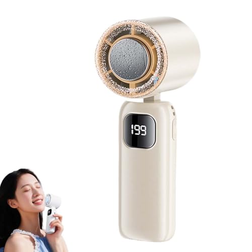 Mini Foldable Cooling Fan, Hand-Turbinenventilator mit 100 Geschwindigkeitsstufen, Tragbarer Leise Mini Ventilator, Wiederaufladbar USB Ventilator, Klein Taschenventilator mit LED-Anzeige (Beige) von LUCKKY