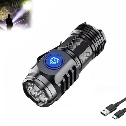 Mini-Taschenlampe mit dreiäugigem Monster, Three-Eyed Monster Mini Flash Super Power Flashlight, Mini LED Taschenlampe, Taschenlampe LED Aufladbar, Wasserdicht Taktische Handlampe mit 5 Modi (Schwarz) von LUCKKY