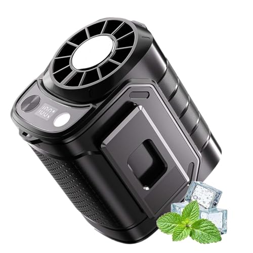 Multi-Function Waist-Mount Portable Fan, Tragbarer Taillen-Clip-Ventilator, Mini USB Ventilator, Gurtventilator mit Ladefunktion, 5 Geschwindigkeiten mit LED-Beleuchtung Clip Ventilator (Schwarz) von LUCKKY