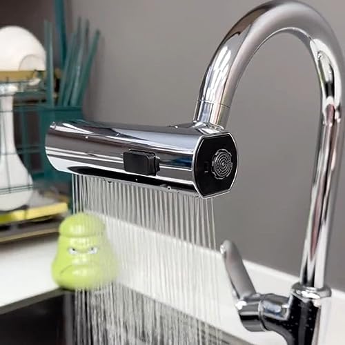 NEW Kitchen Mixer Tap Sink Modern Waterfall Hot & Cold Faucet Square 360°, Neuer Wasserfall-Küchenhahn, 360° Drehung, 3-Funktion-Küchenspüle-Sprühdüse, Spültischarmatur Küche von LUCKKY