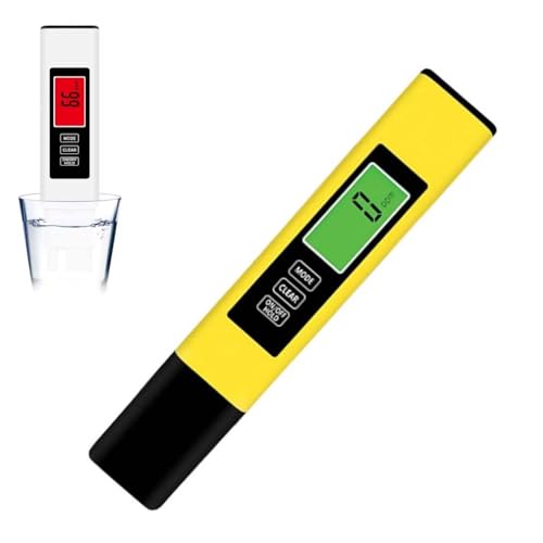 Neues 4-in-1 TDS Messgerät Digitaler Wasser Tester, Wasserqualitätstest Meter, 4 in 1 Digital TDS/EC/TEMP Wasser Tester für Trinkwasser, PPM Messgerät Wasser für Tap, Pool, Aquarium (Gelb) von LUCKKY