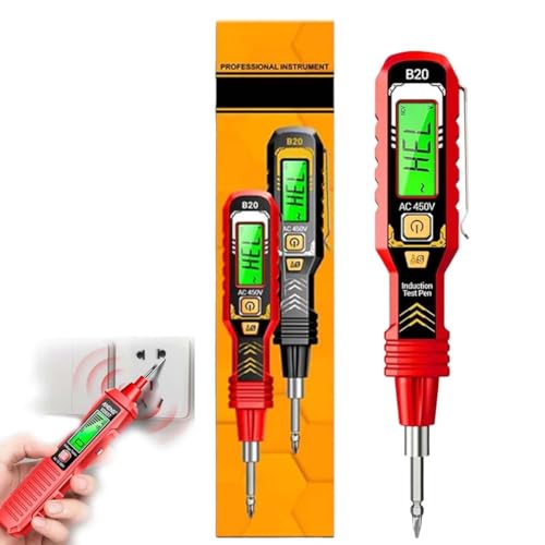 Non-Contact Voltage Tester with LCD Display, Berührungsloser Spannungsprüfer, AC-Detektor 30–1000 V/11–450 V, Elektrischer Tester mit Schraubendreher, LED-licht, Akustischem Alarm (Rot) von LUCKKY