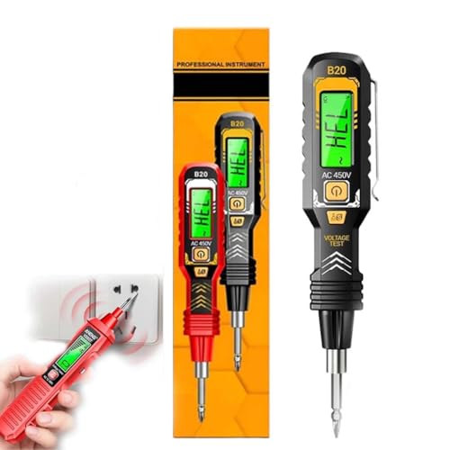 Non-Contact Voltage Tester with LCD Display, Berührungsloser Spannungsprüfer, AC-Detektor 30–1000 V/11–450 V, Elektrischer Tester mit Schraubendreher, LED-licht, Akustischem Alarm (Schwarz) von LUCKKY
