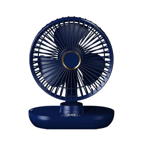 Portable Rechargeable Desktop Oscillating Fan, Mini Tischventilator Leiser, Automatisch Oszillierend, USB Tischventilator mit 5 Geschwindigkeiten, Tragbar Klein Lüfter für Büro, Zuhause (Blau) von LUCKKY