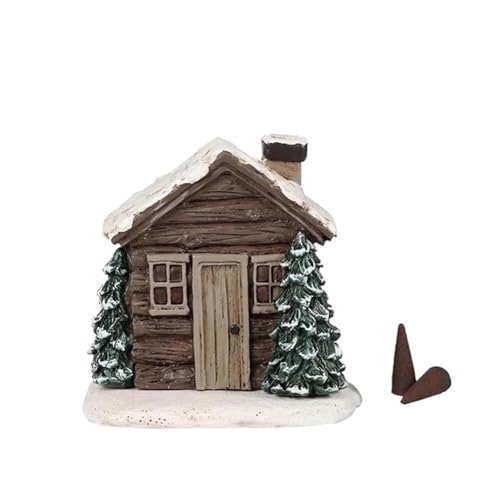 Räucherkegelbrenner im verschneiten Winter der Blockhütte, Log Cabin Snowy Winter Incense Cone Burner, Räuchergefäß, Blockhaus-Räuchergefäß, einzigartiges Weihnachts-Räuchergefäß von LUCKKY