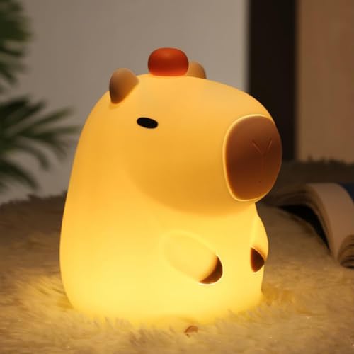 Silicone Capybara Night Lights, Silikon Nachtlicht Kinder, USB Wiederaufladbar Capybara Baby Nachtleuchte Aus Silikon, Capybara Tierlampe, Dimmbar Touch Steuerung Baby Nachtlampe von LUCKKY