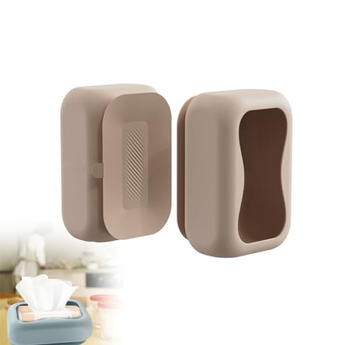 Silikon-Saugnapf-Taschentuchbox, Silicone Suction Cup Tissue Box, Feuchttücher-Spenderetui, Silikon-Saugnapf-Tücher-Abdeckungs, Tragbarer Taschentuchhalter, Serviettenspender (Braun) von LUCKKY