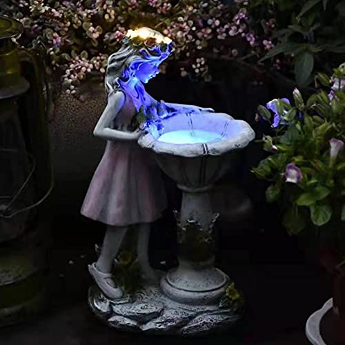 Solar Energy Flower Fairy Elf Statue,Blumenfee Solardekoration,Gartendeko Figuren für Außen,Solarleuchte Garten Blumenfee Garten Deko,LED Harz Blume Fee Solar Licht,Wasserdicht Solar Gartenfigur von LUCKKY