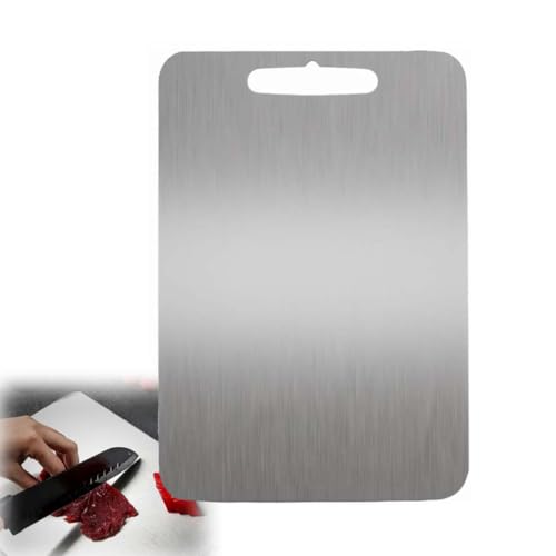 Tivano Cutting Board Titanium,Titan Schneidebrett,Doppelseitiges Schneidebrett aus lebensmittelechtem Titan,Freundliche Schneidebretter zum Schneiden von Fleisch,Früchten und Gemüse (13.38x9.05in) von LUCKKY