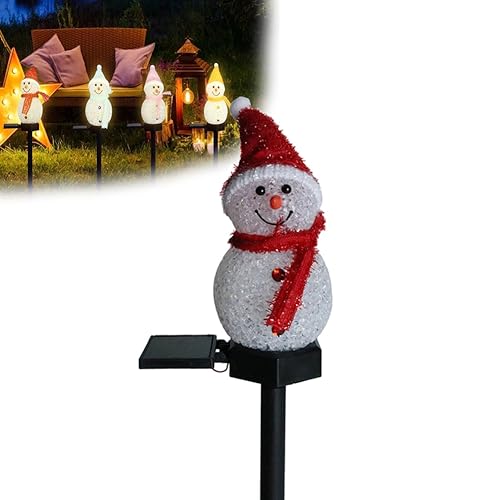 Wasserdichte Solar Schneemann Lampe, Solar-Weihnachtsbeleuchtung für Den Außenbereich, LED-Solar-Schneemann-Weihnachtsgartenleuchte,Solar-Schneemann-Pfahllichter Landschaftswegbeleuchtung (Rot) von LUCKKY