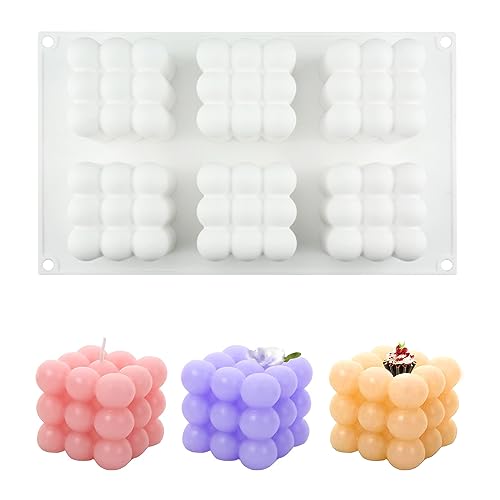 6 in1 Silikonform Kerze Bubble 3D, Ball Cube Candle Silikonform, Handgemachte Sojawachs Kerzenform für Die Herstellung von Kerzen Duftkerze Sojawachs Seife Schokolade Fondant and Kuchen von LUCKNIGHT
