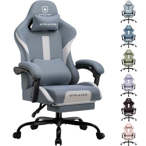 LUCKRACER Gaming Stuhl mit fußstütze Bürostuhl Ergonomisch mit verstellbare Lendenkissen, Kopfkissen Gaming Chair,Höhenverstellbarer Gamer Stuhl, 150 kg Belastbarkeit von LUCKRACER