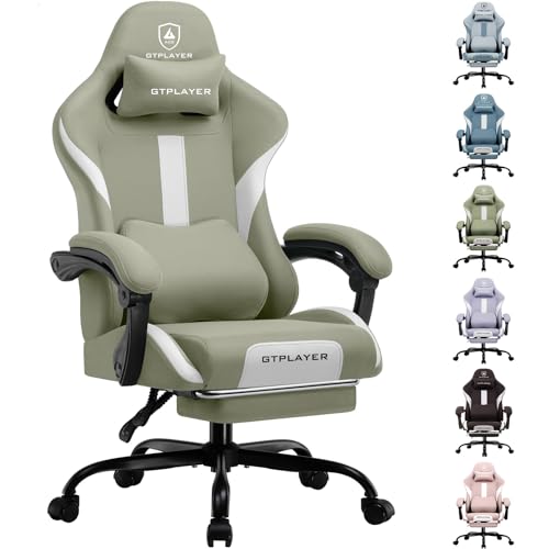 LUCKRACER Gaming Stuhl mit fußstütze Bürostuhl Ergonomisch mit verstellbare Lendenkissen, Kopfkissen Gaming Chair,Höhenverstellbarer Gamer Stuhl, 151 kg Belastbarkeit von LUCKRACER