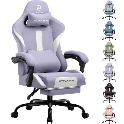 LUCKRACER Gaming Stuhl mit fußstütze Bürostuhl Ergonomisch mit verstellbare Lendenkissen, Kopfkissen Gaming Chair,Höhenverstellbarer Gamer Stuhl, 153 kg Belastbarkeit von LUCKRACER