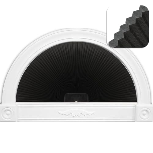 LUCKUP Bogen-Fensterschutz, Verdunkelung, Halbkreis, Plissees (Radius: 61 cm), Halbmond-Fensterschirme, schnurlos, halbrund, zellulär, einfach zu schneiden und zu installieren von LUCKUP