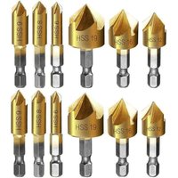 12-teiliges Metall-Fasenschneider-Set mit Sechskantschaft, selbstzentrierendem Körner, Fasenbohrern (6 mm, 8 mm, 9 mm, 12 mm, 16 mm, 19 mm) von LUCKY-88