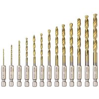 13-teiliges HSS-Spiralbohrer-Set, Sechskantbohrer aus Hochleistungsschnellstahl mit Titanbeschichtung, 1,5 mm – 6,5 mm 13-teiliges HSS-Spiralbohrer-Set, Sechskantbohrer aus Hochleistungsschnellstahl mit Titanbeschichtung, 1,5 mm – 6,5 mm von LUCKY-88