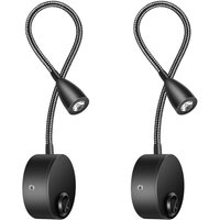 2er-Pack Wand-Nachttischlampe, LED-Leseleuchte mit Schwanenhals, 3 W, 3000 K Warmweiß von LUCKY-88