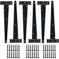 6 Stück 12 Zoll (ca. 30 cm) lange, silberlackierte T-Scharniere, robuste T-Scharniere, Türscharniere aus Holz, rostfreie Metall-Türscharniere mit von LUCKY-88