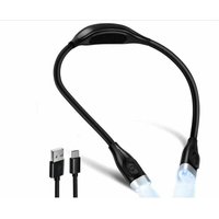 Flexibles LED-Leselicht für den Hals, wiederaufladbare Leselampe mit 4 LEDs und 3 Farben, Augenschutz, mit extra langem Schlauch (schwarz) von LUCKY-88