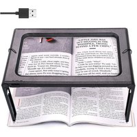 Ganzseitige Leselupe, rechteckige, freihändig bedienbare Standlupe mit 6 LEDs, 3-fache Vergrößerung zum Lesen, für Bücher, Schmuck, Senioren, von LUCKY-88