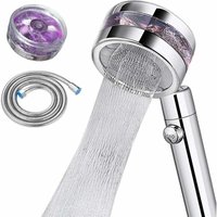 Hochdruck-Duschkopf mit 2 Strahlarten, Ein-/Ausschalter und 1,5 m Schlauch wassersparend, druckverstärkend, verchromt mit Duschschlauch von LUCKY-88