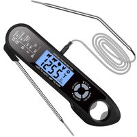 Küchenthermometer, digitales LCD-Sofortanzeige-Thermometer mit Doppelfühler und langem Kabel, Alarmfunktion und Magnet, voreingestellte Temperatur Küchenthermometer, digitales LCD-Sofortanzeige-Thermometer mit Doppelfühler und langem Kabel, Alarmfunktion und Magnet, voreingestellte Temperatur von LUCKY-88