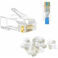 Packung mit 100 RJ45 8P8C CAT6 CAT5E Modular-Ethernet-Durchgangssteckern, 50µm verzinnter Stecker Packung mit 100 RJ45 8P8C CAT6 CAT5E Modular-Ethernet-Durchgangssteckern, 50µm verzinnter Stecker von LUCKY-88