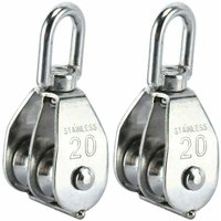 Satz aus 2 Doppelrollenblöcken aus Edelstahl 304 mit Doppelrollen-Drehhaken (M20) von LUCKY-88