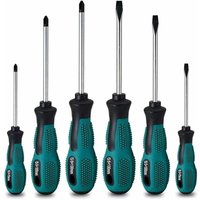 Set mit 6 robusten magnetischen Schraubendrehern aus Chrom-Vanadium-Stahl mit 3 Schlitz- und 3 Kreuzschlitzschraubendrehern – inklusive Etui Set mit 6 robusten magnetischen Schraubendrehern aus Chrom-Vanadium-Stahl mit 3 Schlitz- und 3 Kreuzschlitzschraubendrehern – inklusive Etui von LUCKY-88