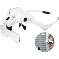 Vergrößerungsbrille mit 2 LEDs – Beleuchtete Lupe, Stirnlupe zum Lesen, für alle Präzisionsarbeiten, Reparaturen, Nähen, Schmuckherstellung, von LUCKY-88