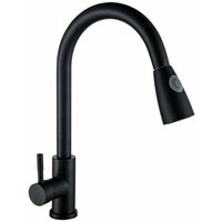 Waschtischarmatur, Warm- und Kaltwasserarmatur, U-förmig, Edelstahl, 360° schwenkbar, schwarz. Ausziehbar von LUCKY-88