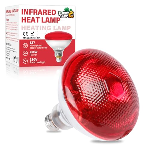 LUCKY HERP 250W Infrarotlampe Wärmelampe, Rotlichtlampe für Reptilien Terrarium Lampe, E27 Basking Spot für Hühnerfarmen, Schwein, Hund, Lebensmittelbeleuchtung, Bäder LUCKY HERP 250W Infrarotlampe Wärmelampe, Rotlichtlampe für Reptilien Terrarium Lampe, E27 Basking Spot für Hühnerfarmen, Schwein, Hund, Lebensmittelbeleuchtung, Bäder von LUCKY HERP