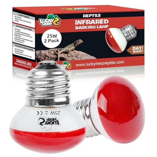 LUCKY HERP Reptilien Infrarotlampe Wärmelampe, Rotlichtlampe Wärmelampe Terrarium 25W 2 Stück, E27 Terrarium Heizung Lampe für Reptilien, Schildkröten, Chamäleons, Eidechsen von LUCKY HERP