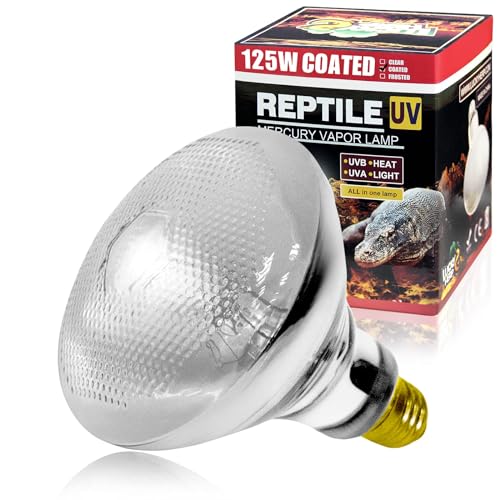 LUCKY HERP UVA UVB Wärmelampe Terrarium, 125W Reptilien UVA UVB Lampe Terrarium, E27 UV Basking Spot Lampe für Schildkröte,Bartagame,Eidechse von LUCKY HERP