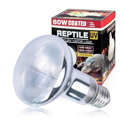 LUCKY HERP UVA UVB Wärmelampe Terrarium, 80W Reptilien UVA UVB Lampe Terrarium, E27 UV Basking Spot Lampe für Schildkröte,Bartagame,Eidechse von LUCKY HERP