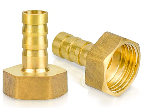 LUCKYKODOR 2 Stück Schlauchtülle 10mm Messing Schlauchtülle Anschlussstück G1/2 Innengewinde Rohradapter Hahnanschluss von LUCKYKODOR