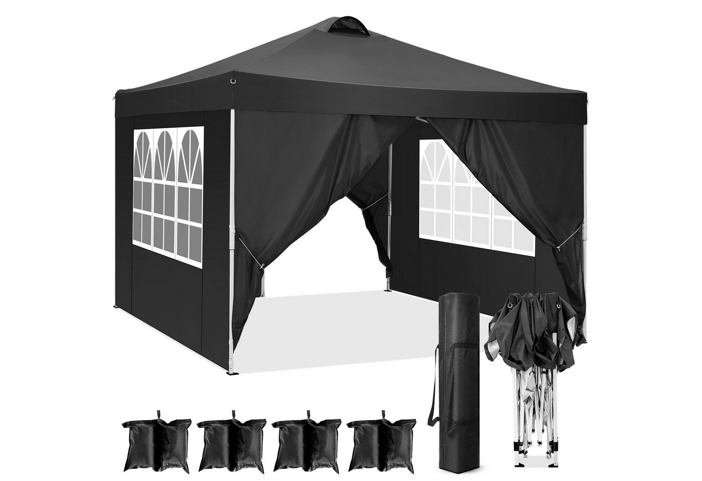 LUCKZON Faltpavillon 3x3m, mit Belüftung, wasserdicht, UV-Schutz 50+, Höhenverstellbar, mit 4 Seitenteilen, LxBxH:300x300x260 cm von LUCKZON