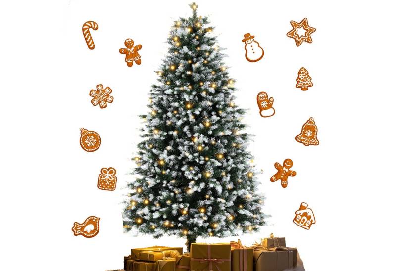 LUCKZON Künstlicher Weihnachtsbaum 183 cm großer grün beflockter PE mit schneegezuckerten Zweigen, realistisch, einfach zu montieren, langlebig, Weihnachtsdekoration von LUCKZON